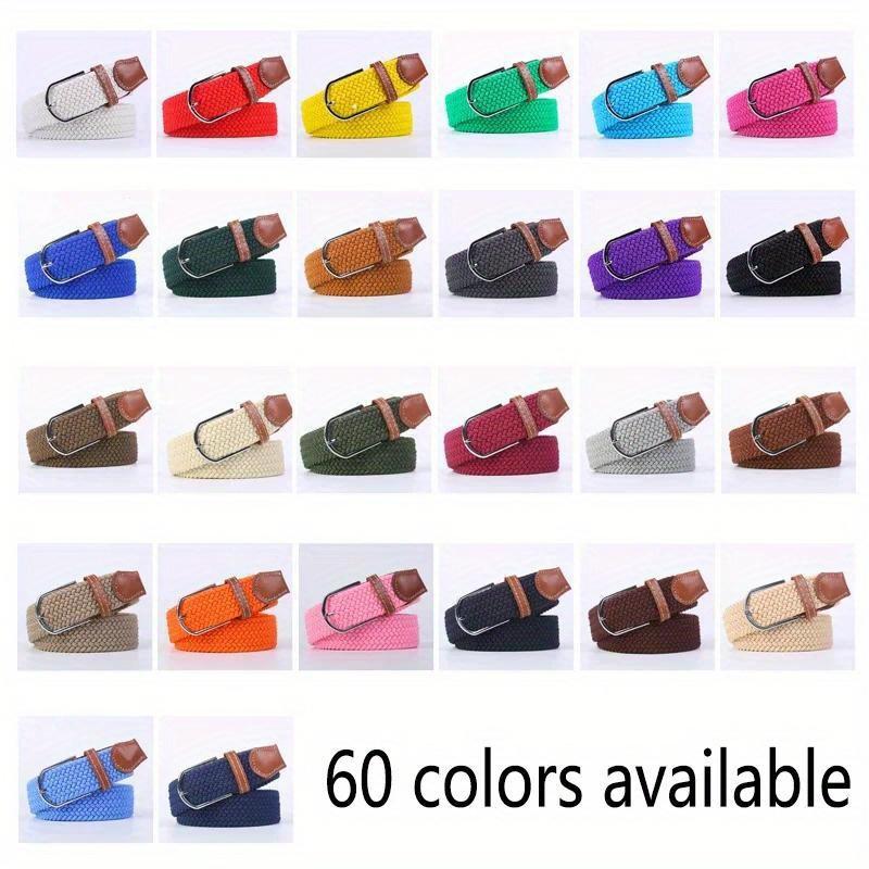 Casual Knitted Pin Buckle Women Belt Woven Canvas Elastic Expandable Braided Stretch Jeans Belts for Men