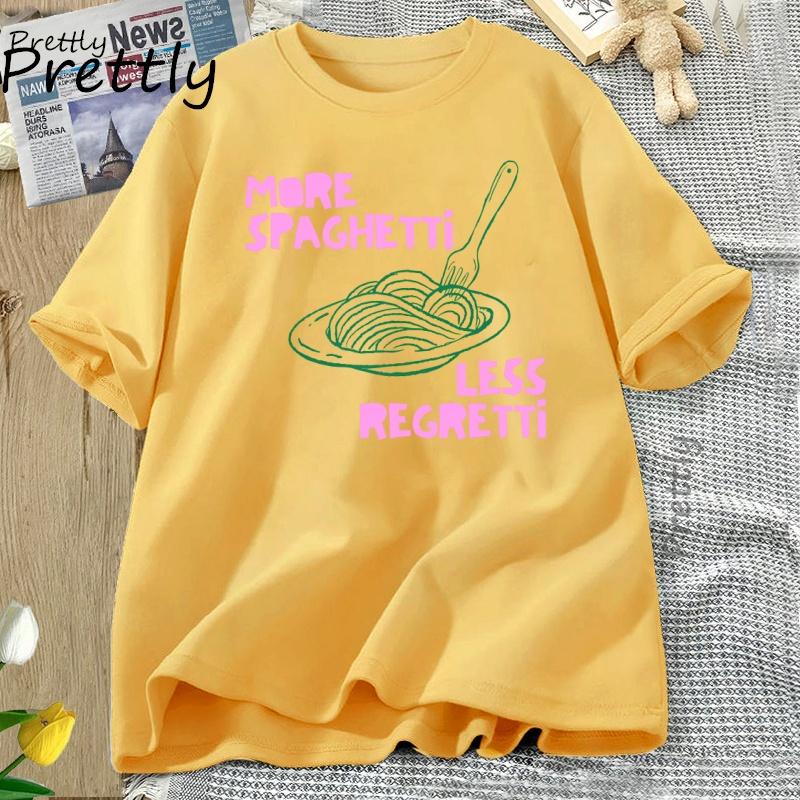 Spaghetti T Shirt Pasta Lover Tee Italian Food TShirt Unisex Women Funny Cotton Short Sleeve Graphic T Shirts Womens Clothing