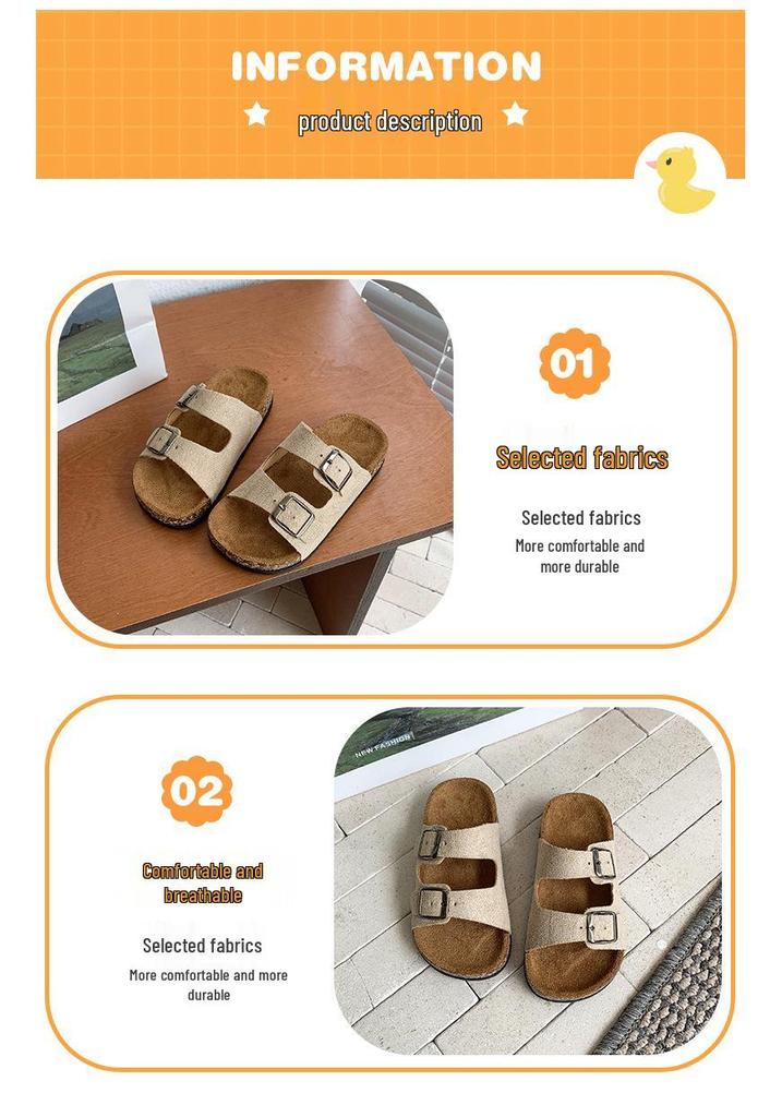 Children's Retro Summer 2026 Double Buckle Thick Sole Outdoor Casual Fashion Slippers