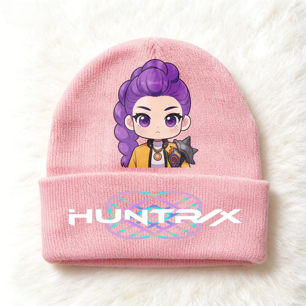 Berretto lavorato a maglia per bambini con stampa Anime Kpop Demon Hunters, Filato di lana, Stagione autunnale, Stagione fredda, Cappello alla moda per bambini, Copricapo, Abbigliamento