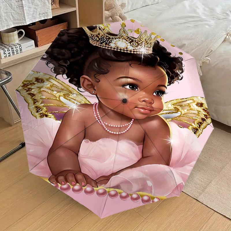 1PC Baby Princess Umbrella-8-Rib Reinforced Portable Folding Travel Suitable for All Seasons Outdoor Daily Use -J0387