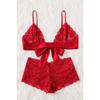 Damen-BH-Höschen-Set mit rotem Spitzenband