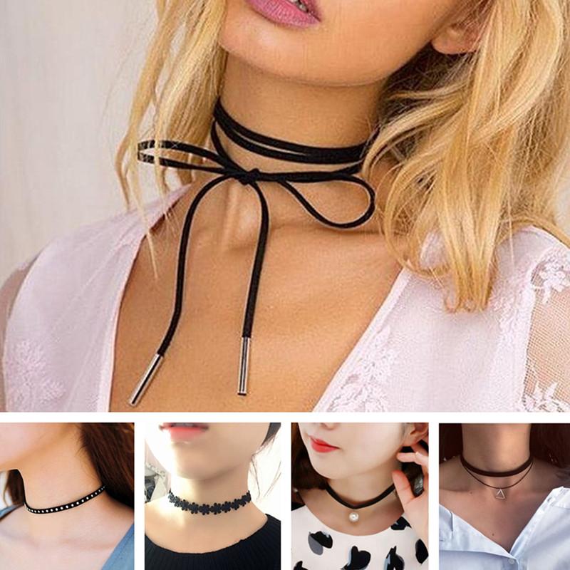 New Inspired Gothic Lolita Punk Choker Necklace Black Velvet Suede Steampunk Torques Jewelry Statement Colar Christmas Gift