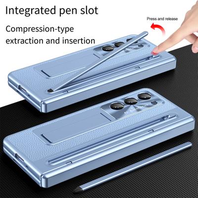 Yousheng Pouzdro na telefon pro Samsung Z Fold 6 PC Skořepina se slotem na pero Ochrana pružinovým pantem a integrovaným stojánkem Kryt celého těla s tvrzeným sklem