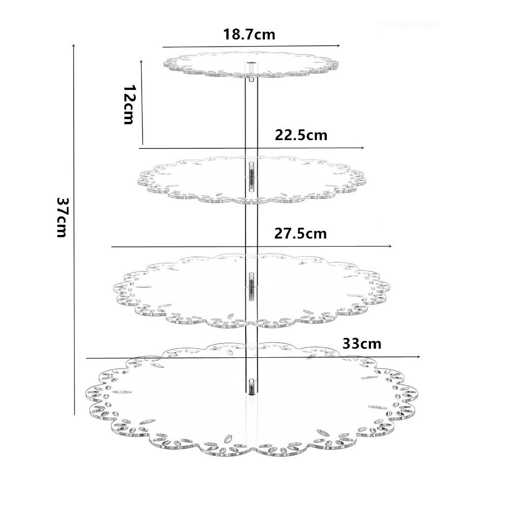 4 Tier Acrylic Cupcake Display Stand with Lace Edge Clear Food Safe Display for Various Celebrations and Gatherings