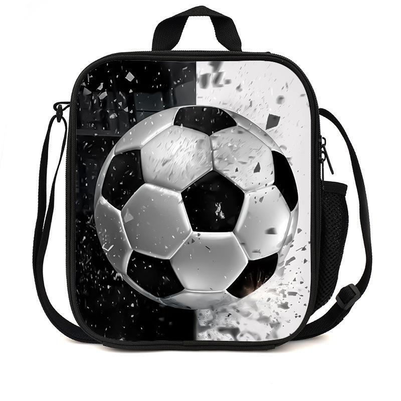 Football Basketball Pattern Children'S Lunch Bag Elementary School Lunch Box Bag Fashion Trend Boys' Lunch Bag