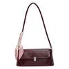 Light Luxury Temperament Small Square Bag Women French Style Texture Scarf Decor Underarm Bags Trend Retro PU One Shoulder Bag