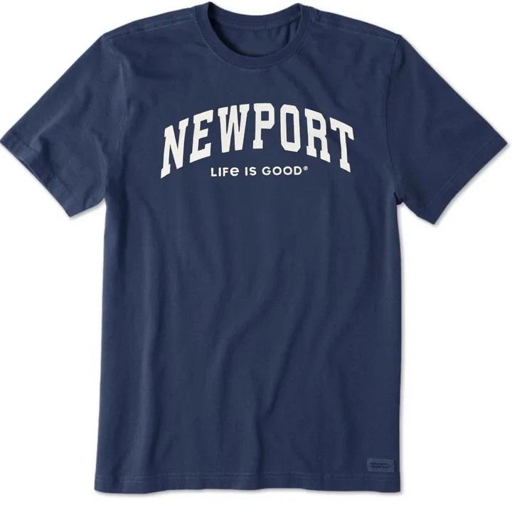 

Life is Good. Men s Newport Athletic Arch Short Sleeve Crusher Tee, Darkest Blue L