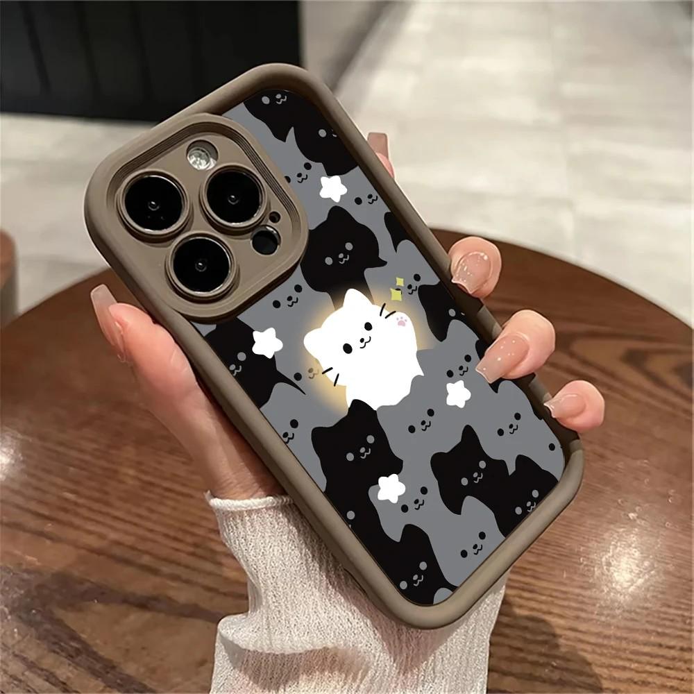 

Милый Мультяшный Кот Чехол для Телефона для iPhone 17 16e 16 15 14 13 12 11 Air Pro Max Mini XR XS X 7 8 6 6s Plus Мягкий ТПУ Задняя Крышка iPhone 12 ProMax