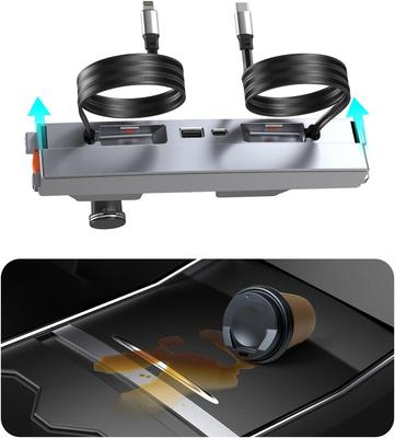 For Tesla Model Y Juniper 2026 Retractable Center Console USB Hub Model 3 Highland Phone Charger Fast Charging Docking Station