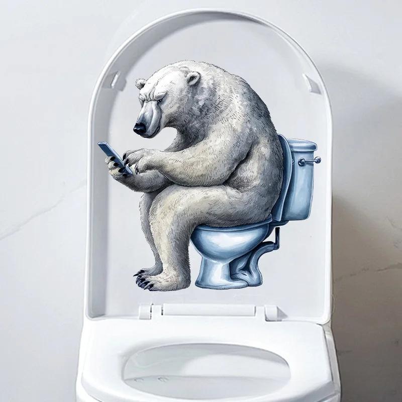 Funny Animal PVC Toilet Seat Stickers Monkey Zebra Giraffe Decals Waterproof Bathroom Wall Door Decor Creative Removable Decals