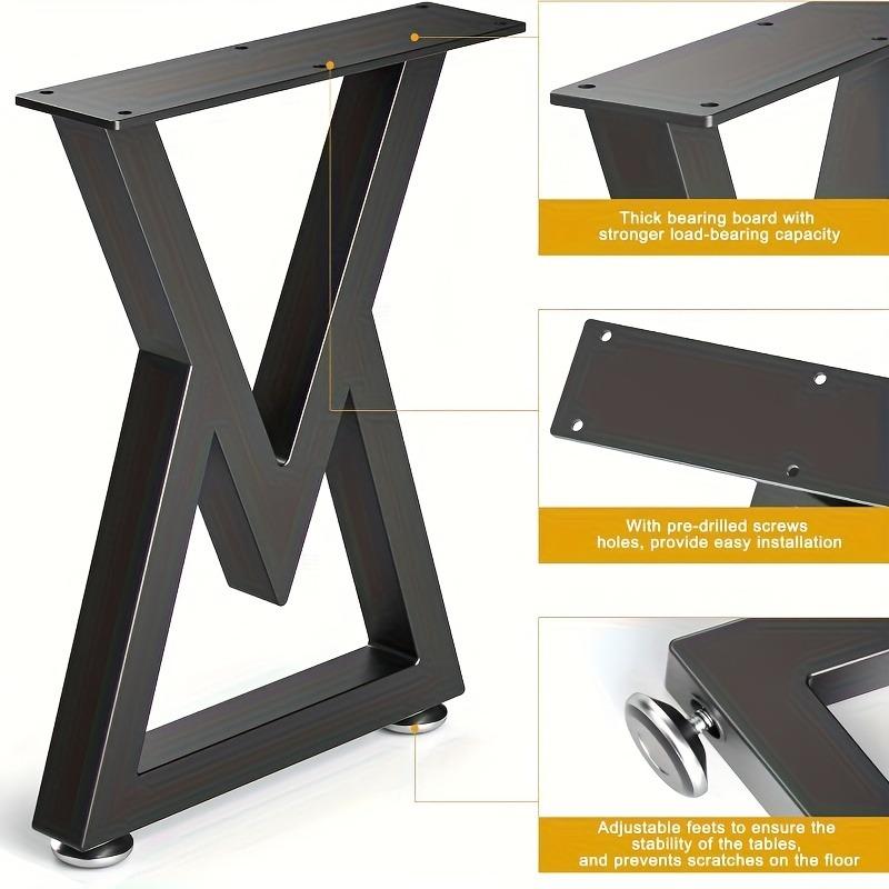 2pcs Set Metal Coffee Table Legs Industrial Quadrilateral Bench Legs Heavy-Duty Square Tube Legs for Furniture Stools or Chairs