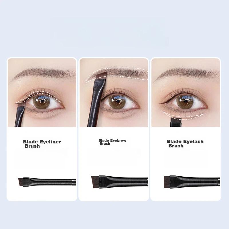 UPLUS Blade Eyeliner Brush, 3-Piece, Flat Head Angled Eyebrow Brush