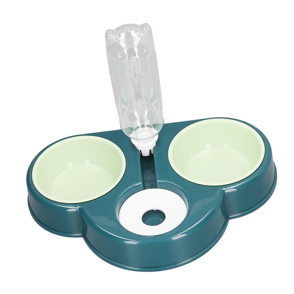 Triple Dog Cat Bowls 15 Degree Tilted Raised Cat Food Bowl with Automatic Water Bottle for Puppy Pets