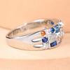 Trendy Silver Ring Multi Color Zircon Mixed Cut Stackable Finger Jewelry for Women