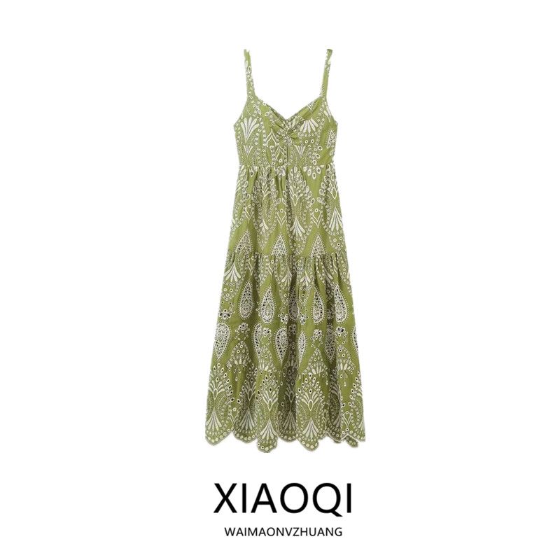 Fashion Style 2024 Summer New Arrival Women's Clothing Hollow-out Camisole Embroider Midi Skirt Mid Length Long Length Dress 3229472