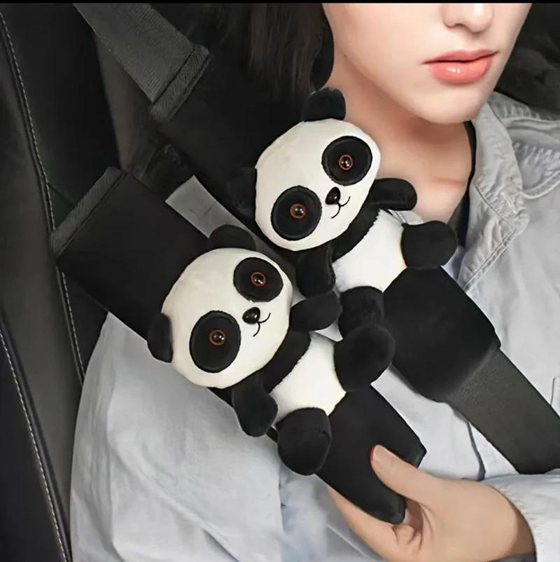 2025 Universal Cute Panda Accessories Car Safety Belt Cover Doll Auto Seat Belt Cover Protection Shoulder Pad Interior Woman id4