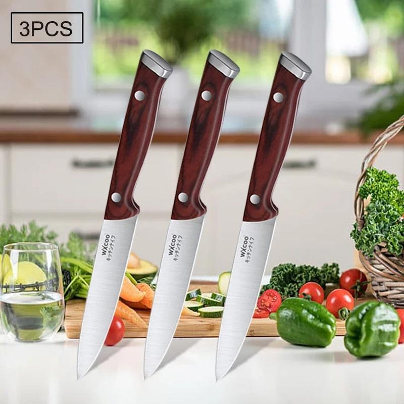 WXCOO 1 3pcs Kitchen Knife Professional Chef Knife Stainless Steel Multi Purpose Fruit Utility Meat Fish Ergonomic Handle