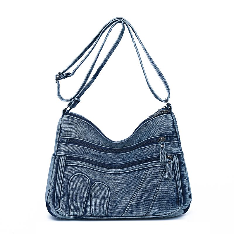 

Small Square Bag Denim Women s Bag Multi-Compartment Mobile Phone Shoulder Bag синій
