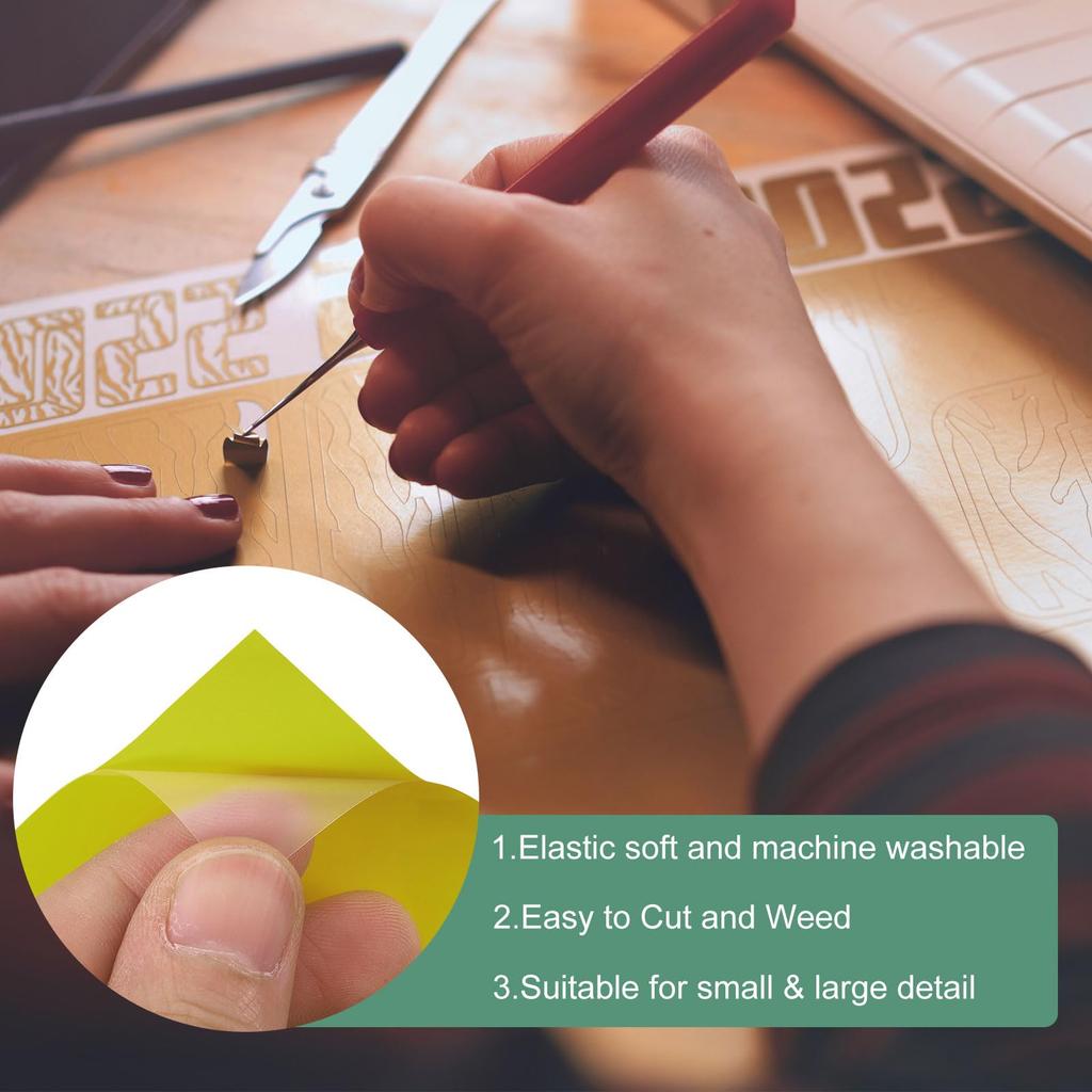 uxcell HTV Heat Transfer Vinyl, 11.8" x 15ft Roll, PU Light Yellow Iron-On Vinyl for All Cutter Machines, Easy to Cut & Weed