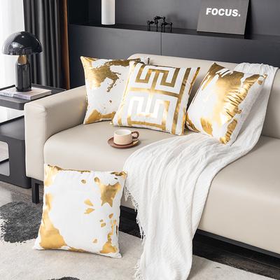 Velvet Soft Gold Throw Pillowcovers Foil Home Decorative Throw Cushion Cases 45X45 Cm For Sofa Car Couch Bedroom