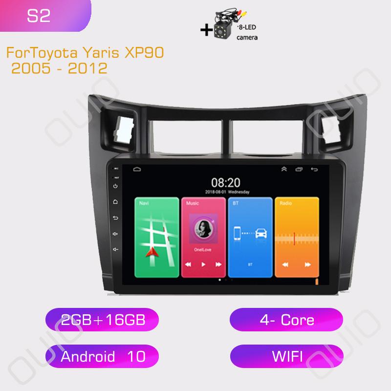 2din 8G+128G Android 10 Car Radio Multimedia Player Carplay Auto GPS Navigation NO DVD For Toyota Yaris XP90 2007 2005 -2012