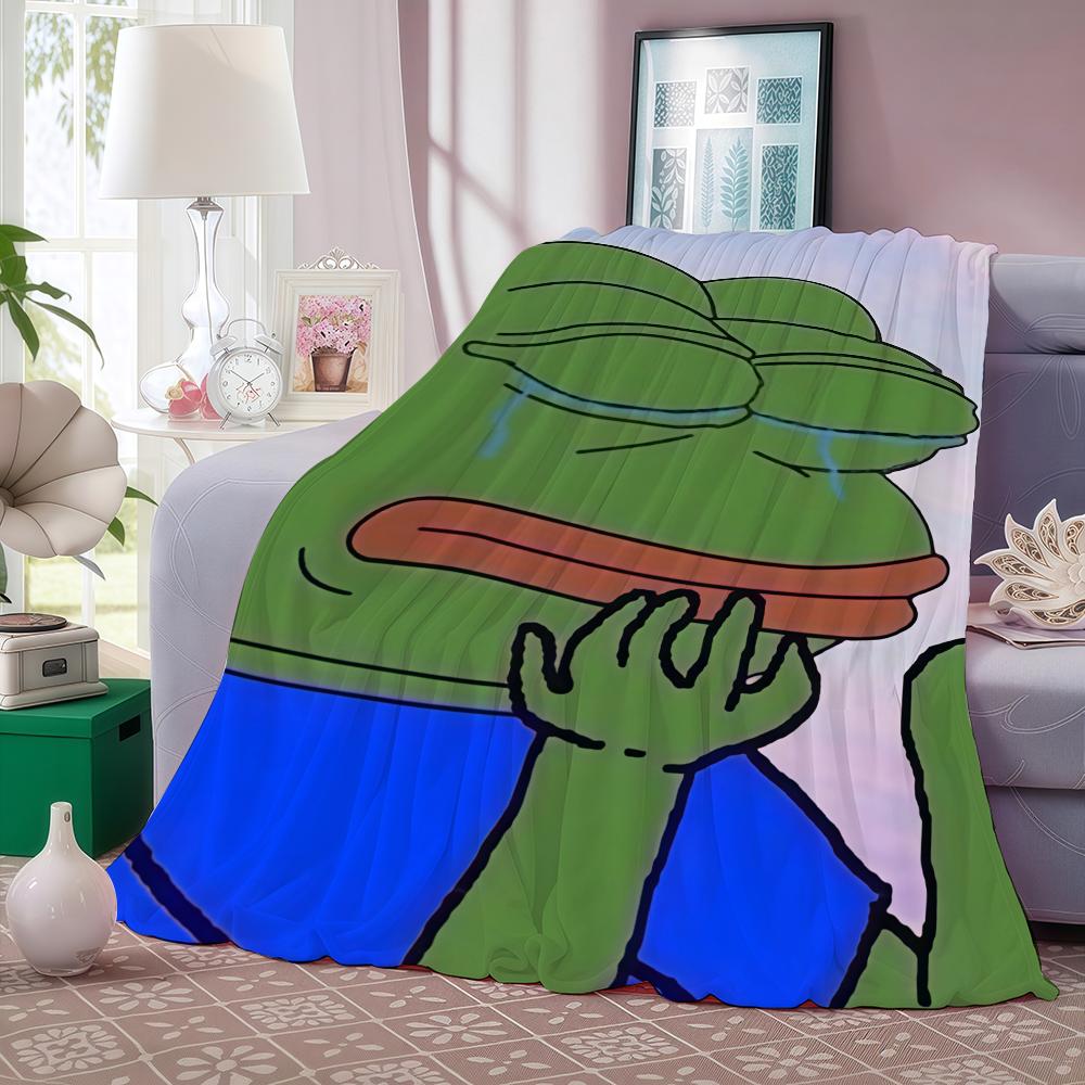 Funny Emoticons P Pepe the F Frog Blanket For Sofa Office Bed Plane Travel Sleep Read Relax Camping Soft And Warm