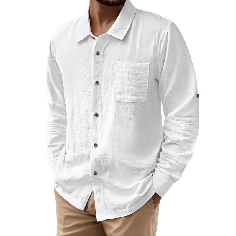 2025 Summer Linen Men's Short Sleeve & Long Sleeve Cardigan Casual Button-Down Beach Shirt