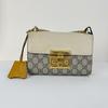 [Pre-Owned] Padlock Metal Lock Logo Chain Canvas And Leather Box Bag - Excellent #TBQASU