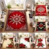 Christmas Area Rugs Christmas Red Snowflake Carpet  Accent Rug Farmhouse Dining Carpet Bedroom Decor Machine Washable Floor Mat