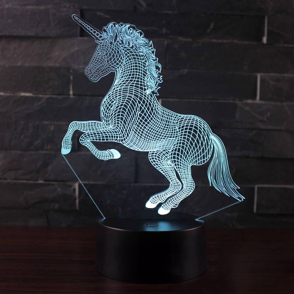 Luce Notturna 3D Bambini Con Cavallo LED - Telecomando, 16 Colori, Ricaricabile USB, Regalo Compleanno/Natale
