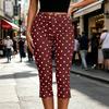 Women's High Waist Slim Fit Polka Dot Pants with Zipper Fly for Casual Daily Wear
