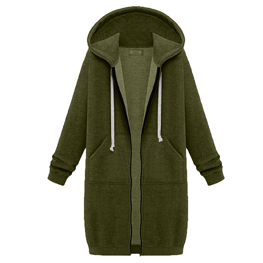 Damen Sweatshirt Verlängert Locker Langärmlig Kapuzenjacke Mit Taschen