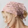 Vintage French Lace Flower Head Wrap Thin Bandana Neck Scarf for Female Various Outfits and Occasion Holiday Headwear