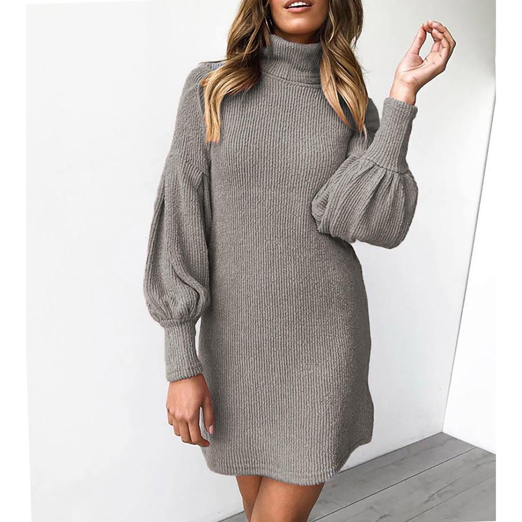 Casual Fashion Women's Thread Solid Color Round Neck Long Sleeve Hip Dress