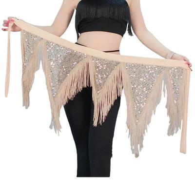Eșarfă de șold cu paiete și franjuri Triunghiulară Fuste de șold pentru dansul din buric Fustă wrap Costume pentru dansatori swing Femei Negru