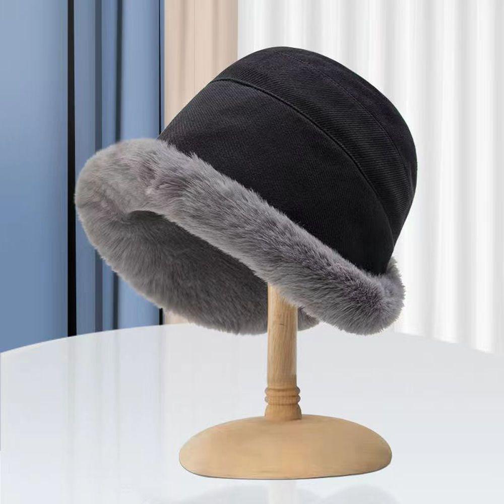 For Girl Warm Large Japanese Winter Korean Style Beanies Plush Bucket  Hat Women Hat Woolen