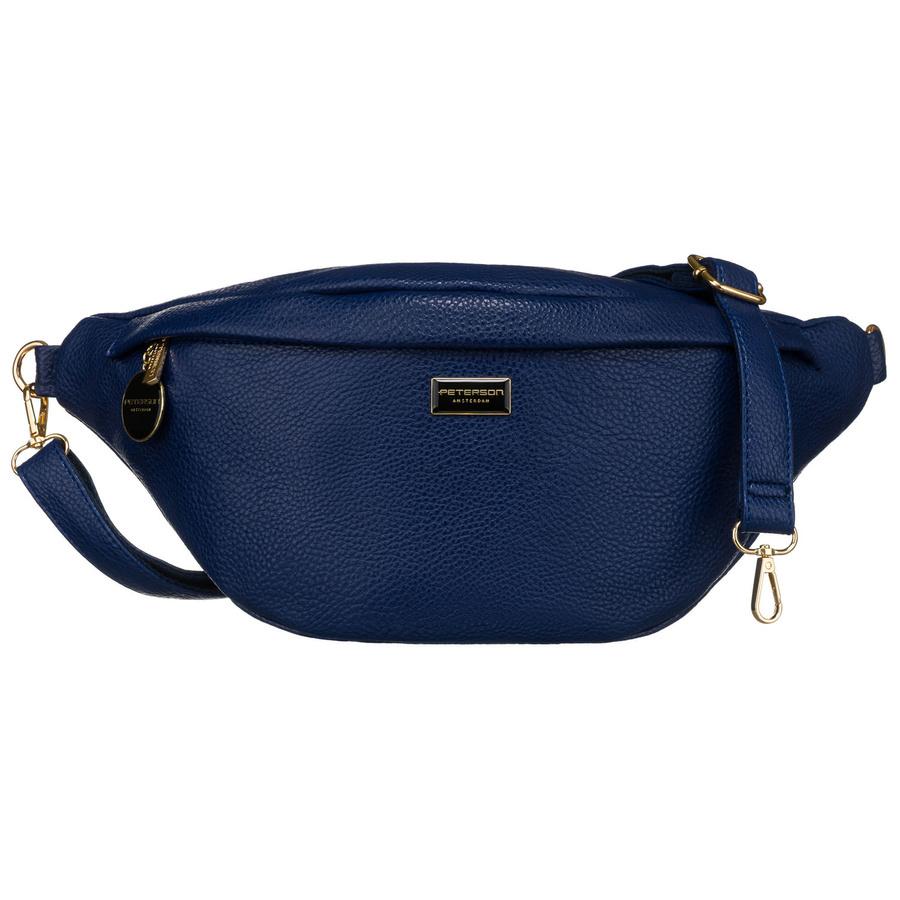 Granatowa sportowa nerka damska ze skóry ekologicznej saszetka na biodra lub na ramię crossbody Peterson
