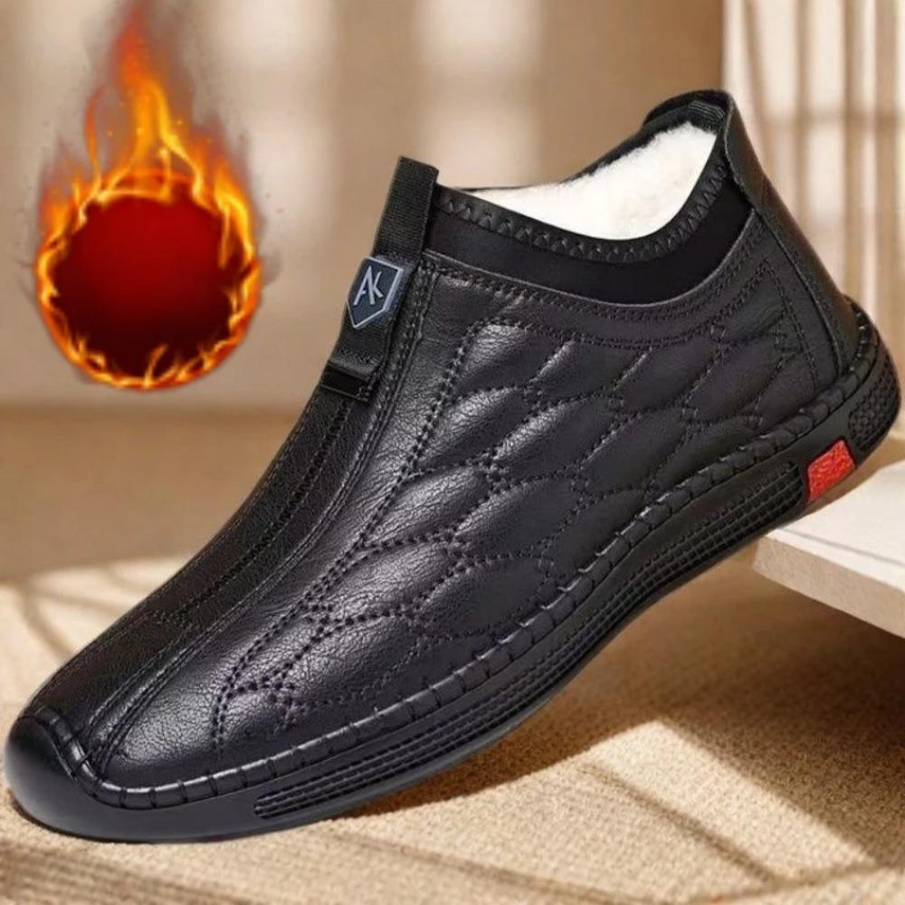 Herbst und Winter neue Fleece Herren Lederschuhe warm modisch trendig mit Outdoor Casual Slipper Baumwollschuhe Loafer Herren