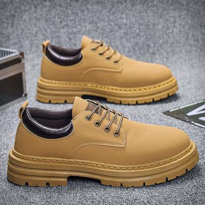 Labor Protection Shoes for Men Autumn Martin Boots for Men Short Boots Trend All-matching Big Yellow Boots Platform Cargo Shoes for Men Board Shoes