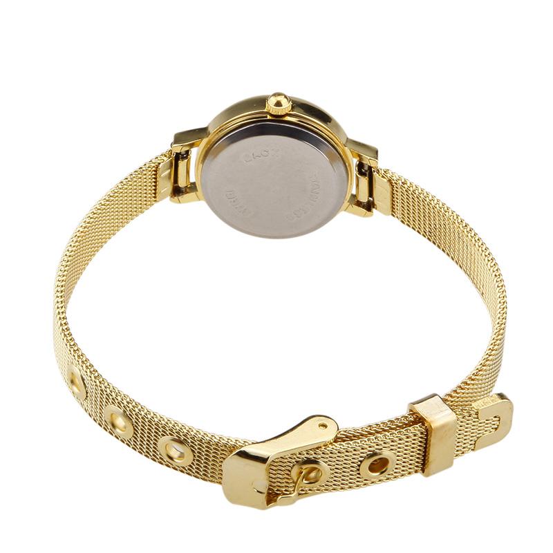 Mode Damen Goldene Kleine Runde Zifferblatt Armband Damen Quarz Analoge Armbanduhr