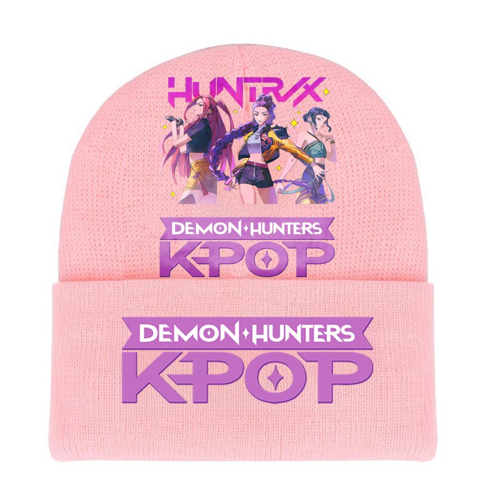 Kpop Demon Hunters HUNTRIX SAJABOYS Letter Printed Rolled-edge Woolen Knitted Cap Thickened Cold Season Adult Hat Fans Birth Date Present