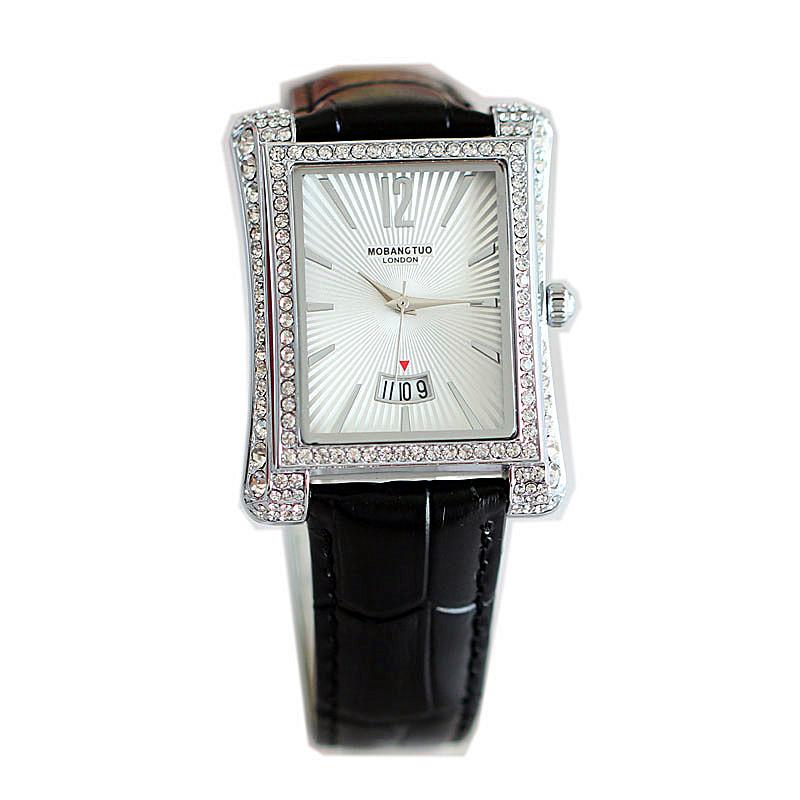 Watch Men S Business Belt Calendar Diamond Square Leather Belt Waterproof Men S Watch