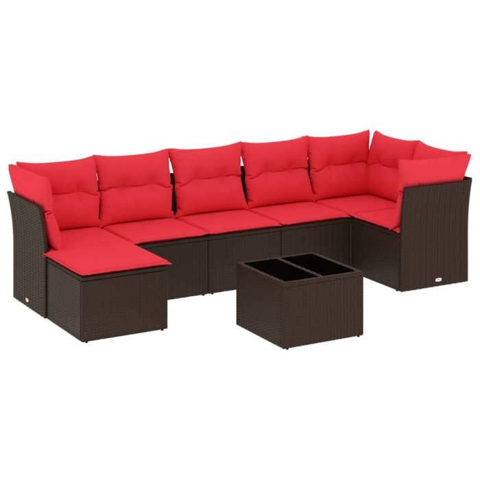 VidaXL Salon de Jardin avec Coussins 8 pcs, Canapés avec Pieds Réglables, Ensemble de Meubles d'Extérieur Patio Terrasse 3217984
