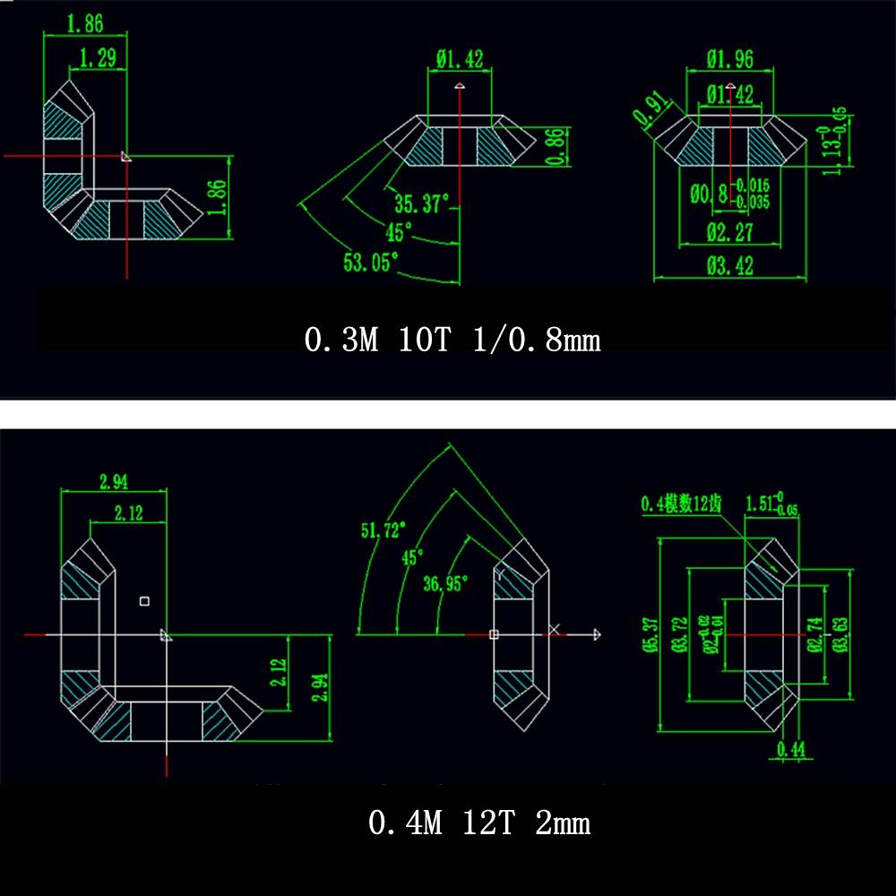 1:1 Precision MINI Bevel Gear 0.3/0.4/0.5/0.8/1M 90-Degree Transmission Brass Model Static Change Accessories
