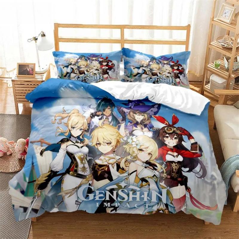 Genshin Impact Animation Cartoon Soft And Comfortable Customizable Comforter Bedding Sets Bedding Set Luxury Quilt Cover