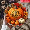 D Flat Pc Vintage Thanksgiving Aluminum Metal Sign Diameter D Flat Printing Autumn Pumpkin Fall Leaves Design with