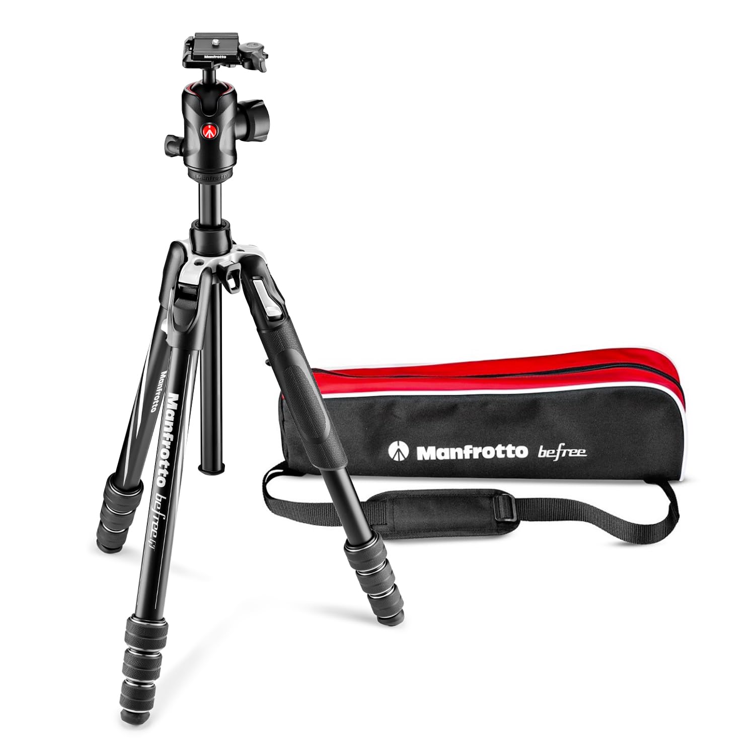 Manfrotto BefreeGT Aluminum Kit with Large Ball Head and Professional Compatible with DSLR and Mirrorless 26mm Leg Compact Storage 4-Section T-Tripod