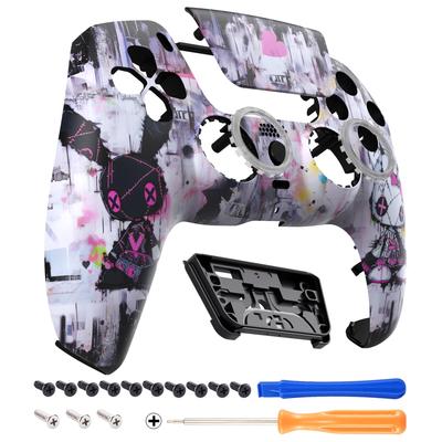 EXtremeRate LUNA PS5 Controller Vervangende Voorkant en Doe-het-zelf Vervangende Behuizing en Touchpad Cover met Punk Patroon (BDM-010, BDM-020,