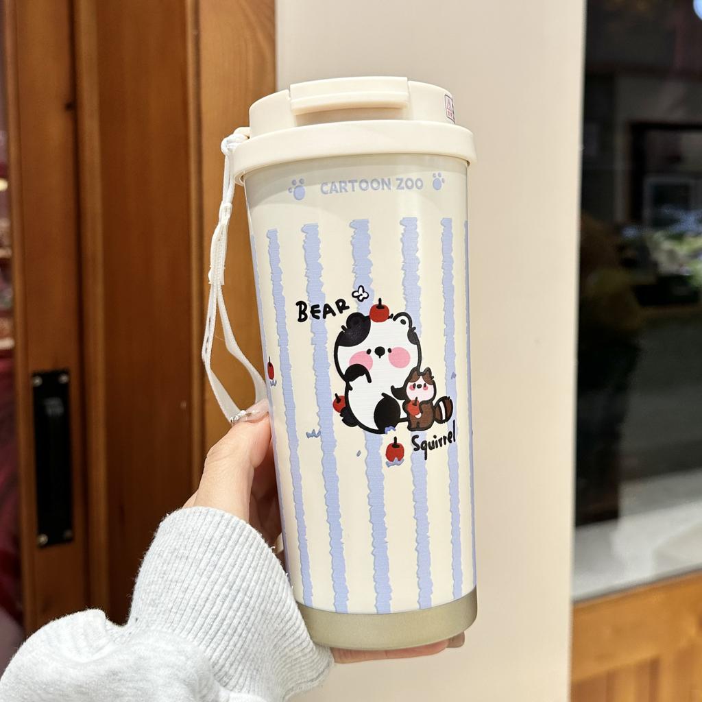 New Thermos Cup Coffee Cup Women's High Appearance Level Large Capacity Straw Water Cup Birthday Gift